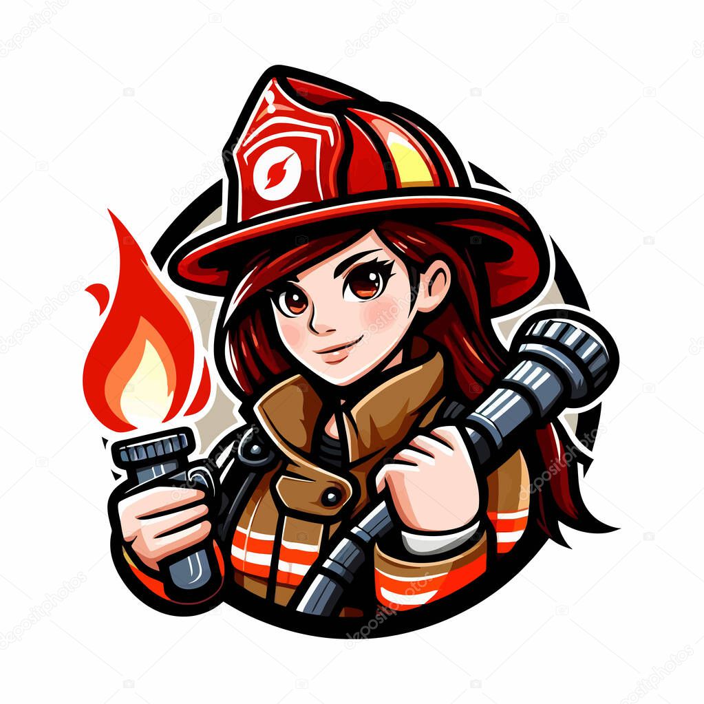 Firefighter Logo Mascot in Colorful Style on White Background, Vector EPS10, Bold and Dynamic Design, Perfect for Emergency Services Rescue Teams Firefighting Branding, Professional Illustration, Firefighter Icon Concept, Strong and Courageous Symbol