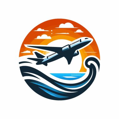 Airplane Aircraft Logo with Creative Design, Colorful Clipart Poster on White Background, Vector EPS10, Modern and Professional Aircraft Emblem Perfect for Aviation Branding Travel Industry, Airplane Logo Design Flight Services, and Airline Marketing clipart