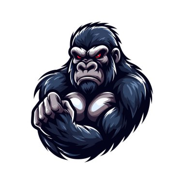 Illustration of Gorilla Mascot in Sticker Style Poster on White Background, EPS10 Vector Design for Creative Projects, Sticker Style Art, Mascot Illustration, Perfect for Prints, Digital Use, and Creative Sticker Poster Designs clipart