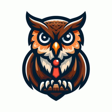 Beyaz Arkaplan ile Maskot Biçimli Renkli Baykuş Logosu, Etiket Biçimi Tasarımı, Posterler, Yaratıcı Projeler İçin Mükemmel, ve Canlı Renkler ve Modern Vektör Biçiminde Eşsiz Maskot İlhamlı Sanat