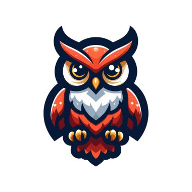 Beyaz Arkaplan ile Maskot Biçimli Renkli Baykuş Logosu, Etiket Biçimi Tasarımı, Posterler, Yaratıcı Projeler İçin Mükemmel, ve Canlı Renkler ve Modern Vektör Biçiminde Eşsiz Maskot İlhamlı Sanat