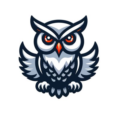 Colorful Owl Logo in Mascot Style with White Background, EPS10 Vector Illustration Featuring Sticker Style Design, Perfect for Posters, Creative Projects, and Unique Mascot-Inspired Art in Vibrant Colours and Modern Vector Style clipart