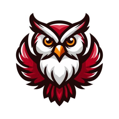 Colorful Owl Logo in Mascot Style with White Background, EPS10 Vector Illustration Featuring Sticker Style Design, Perfect for Posters, Creative Projects, and Unique Mascot-Inspired Art in Vibrant Colours and Modern Vector Style clipart