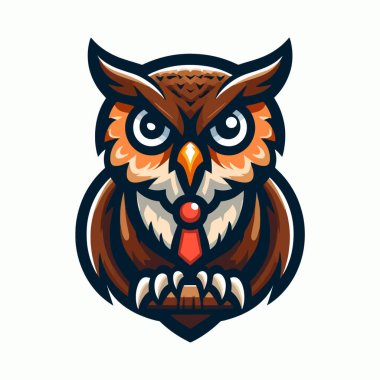 Beyaz Arkaplan ile Maskot Biçimli Renkli Baykuş Logosu, Etiket Biçimi Tasarımı, Posterler, Yaratıcı Projeler İçin Mükemmel, ve Canlı Renkler ve Modern Vektör Biçiminde Eşsiz Maskot İlhamlı Sanat