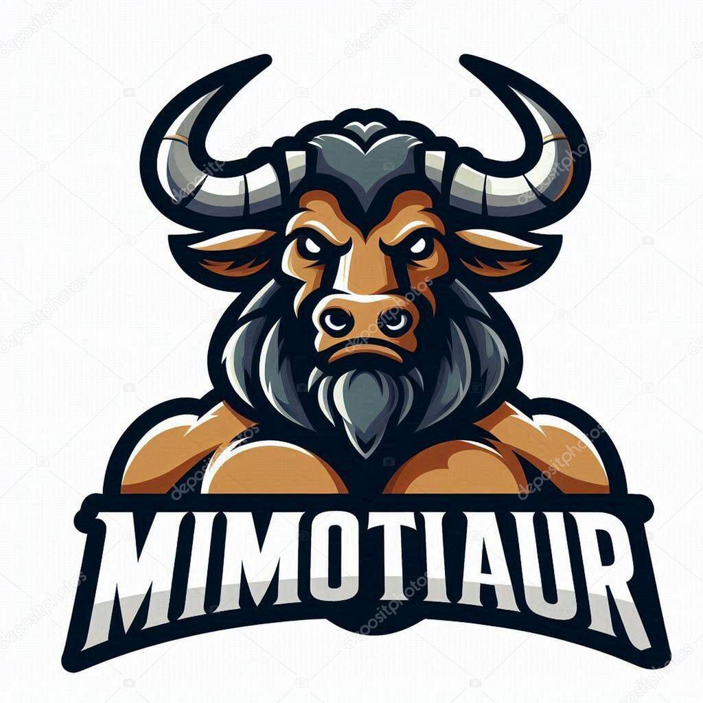 Minotaur Warrior Mascot Logo, Cartoon Sticker Style Vector Illustration EPS10, White Background, Colourful Design, Branding Emblem, Perfect for Gaming Merchandise Posters, or Digital Art, Trendy and Eye-Catching Character Design for Games or Branding