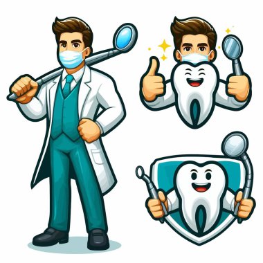 dentist doctors illustration stomatologist mascot cartoons style isolated logo vector eps10 white background  clipart