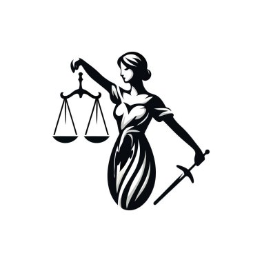 Beyaz arkaplan üzerindeki Femida logosu beyaz arkaplan tasarım vektörü üzerindeki logo amblemi simgelemesi en az siyah clipart grafikleri 10 t-shirt yazdırır