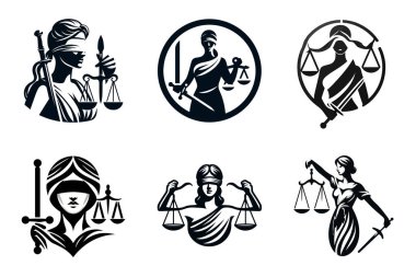  Femida logo şablonu, amblemi, tılsım, iş dünyası, markalaşma stili, klipart, grafikler, tişört tasarımı, EPS 10, beyaz arkaplan