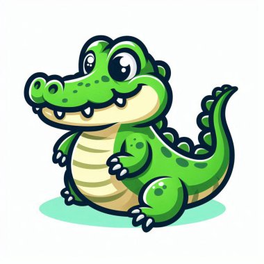 Ilustrao vetorial vibrante de um logotipo de jacar de desenho animado em fundo branco. Design de amblema colorido no formato EPS10, perfeito para markalaşma, publicidade e projetos infantis.