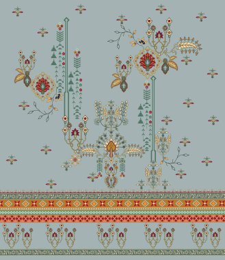 Textile Design and Digital Motif and Borders clipart