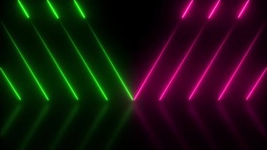 Birçok dikey neon ışıklandırma hattı, soyut neon çizgi arkaplanı.