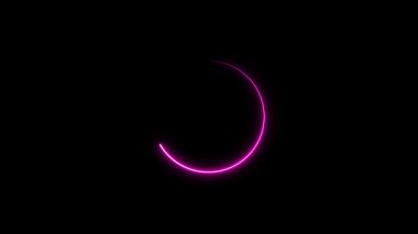 Soyut parlayan neon daire çerçevesi. Neon yuvarlak çerçeve, daire, halka şekli, yükleme, boş uzay konsepti canlandırması.
