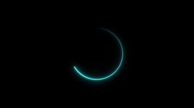 Soyut parlayan neon daire çerçevesi. Neon yuvarlak çerçeve, daire, halka şekli, yükleme, boş uzay konsepti canlandırması.