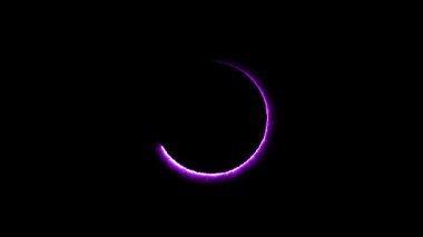 Soyut parlayan neon daire çerçevesi. Neon yuvarlak çerçeve, daire, halka şekli, yükleme, boş uzay konsepti canlandırması.