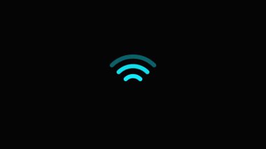 Bir wi-fi sinyal ikonunun animasyonu. wi-fi ağ simgesi. Radyo dalgası arkaplanı.