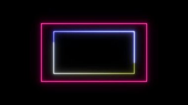 Siyah üzerine neon parlayan kare çerçeve