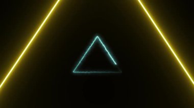 3D render, neon üçgen parlar, soyut arkaplan, parlayan, neon ışık, parlayan çizgiler, ışık