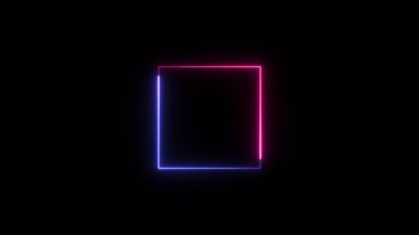 Siyah arkaplanda neon bir çerçeve. 3d oluşturma