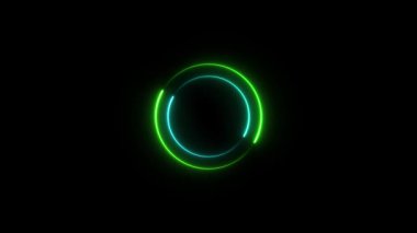 Siyah zemin üzerinde bir daire ile neon ışık çemberinin 3 boyutlu illüstrasyonuName.