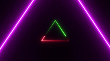 Üç boyutlu soyut arkaplan ve neon ışıkları. neon tüneli.