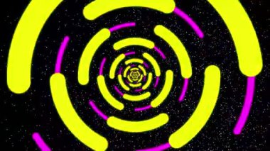 Soyut neon daireler, 3 boyutlu illüstrasyon, 3 boyutlu çizim