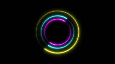 Siyah arkaplanda parlayan neon daire şekli