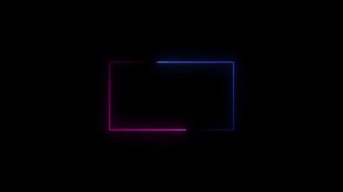 Siyah arkaplanda neon bir çerçeve. neon çizgileri.