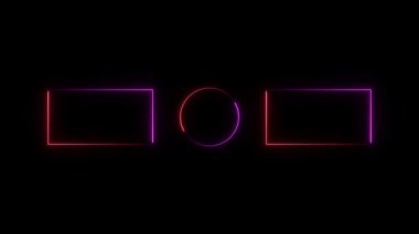 Kırmızı ve siyah renkli neon bir çerçevenin 3 boyutlu canlandırması