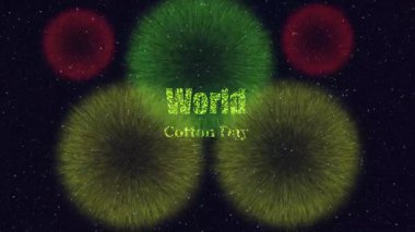 Dünya pamuk metni siyah kumaş arka planda. renkli 3d illüstrasyon.