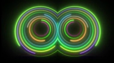 Siyah üzerine neon ışıkların 3 boyutlu görüntüsü