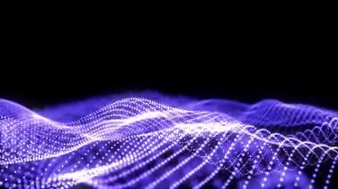 Parlayan parçacıkların olduğu soyut ışık dalgası.