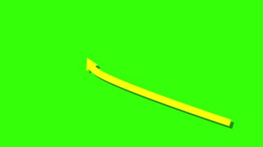 Yeşil arkaplanda izole edilmiş 3 boyutlu sarı kurdele.