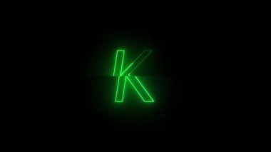 Siyah arkaplan ile yeşil neon harf k