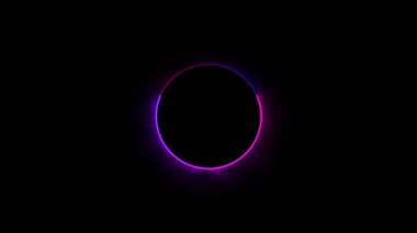 Siyah arkaplanda neon parlayan daire çerçeve