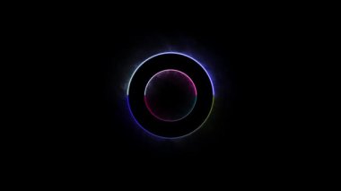 Siyah arkaplan üzerindeki neon soyut çemberler