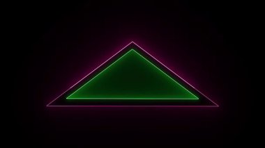 yeşil ve mavi renkli neon üçgen şekil.
