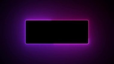 empty neon rectangle frame. neon light on transparent background.