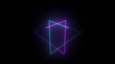 Siyah arkaplan ile parlayan bir menekşe neon üçgeninin 3 boyutlu görüntülenmesi