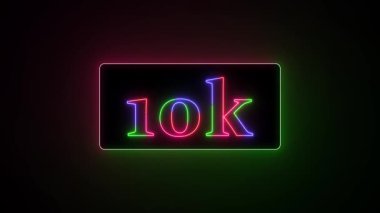 Koyu arkaplanda 0 k neon rengi. vektör