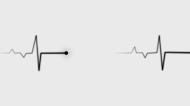 Gri arkaplanda kalp kardiyogramı, 3 boyutlu görüntüleme