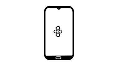 Beyaz arka plan üzerinde akıllı telefon simgesi.