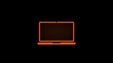 turuncu arkaplanda dizüstü bilgisayarlı düz resim çizelgesi