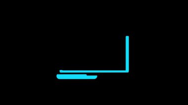 Siyah arkaplanda mavi gradyan vektör simgesine sahip bilgisayar ekranı