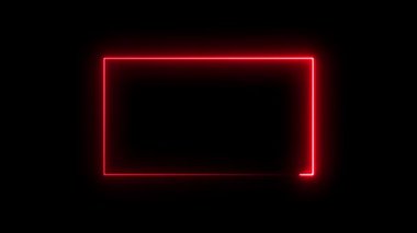 Siyah arkaplanda kırmızı neon kare şekil 3D görüntüleme