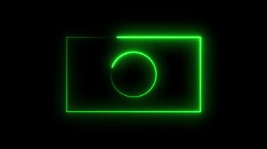 Siyah arka planda parlayan neon bir daire. vektör