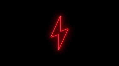 Siyah arkaplanda kırmızı parlayan yıldırım simgesi.