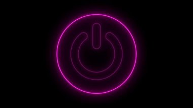 Ay ikonunda parlayan neon çizgisi gezegeni siyah arka planda izole edildi. Renkli taslak konsepti. vektör