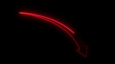 Siyah arkaplanı olan kırmızı neon ok. soyut arkaplan, 3d görüntüleme.