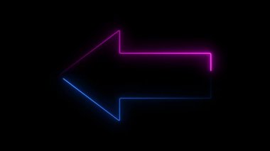 Siyah arkaplanda izole edilmiş üçgen ikonunda parlayan neon çizgi okları. Renkli bir kavram. vektör illüstrasyonu