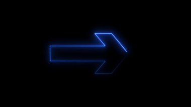 Karanlıkta parlayan mavi okun neon işareti.